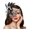 Campsis Masquerade Mask, Silver Masquerade Mask with Feathers, Party Venetian