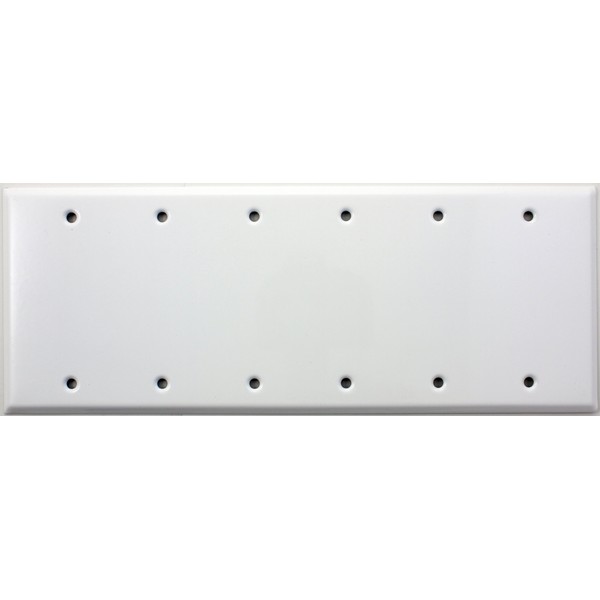 Stamped Steel Smooth White 6 Gang Blank Switch Plate