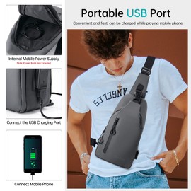 Long Keeper Lightweight Sling Backpack – Unisex Chest bag Crossbody Backpack with USB Port, One Strap Sling Shoulder Bag Travel Sports Gym day pack Backpack