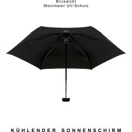 AMBRA UV: UV Protection Umbrella Windproof Mini Pocket Umbrella for Rain and Sun. 220g 18*5cm, black