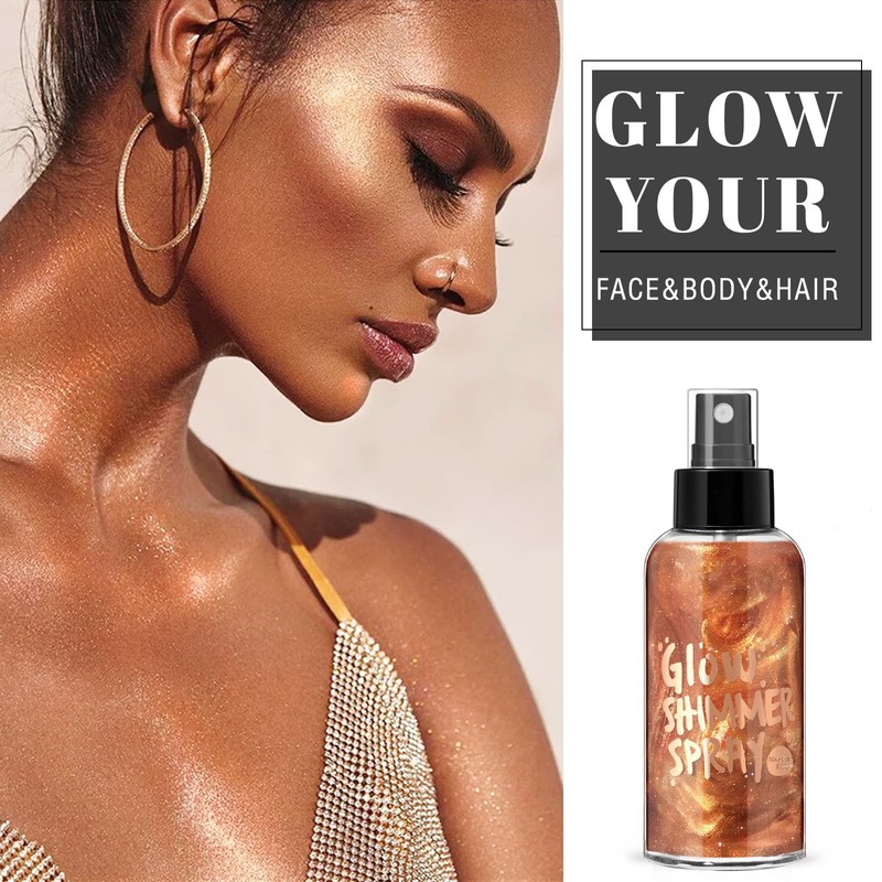 HOSAILY Body Glitter Spray, Bronze Body Shimmer Spray for Face
