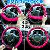 Spurtar Hot Pink Car Steering Wheel Cover Women, Hot Pink