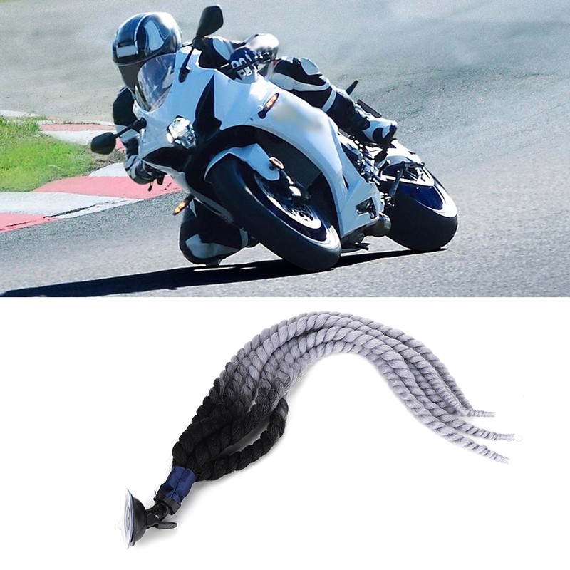 27.6in Motorcycle Helmet Woman Braids Wig Detachable Ponytail with Suction