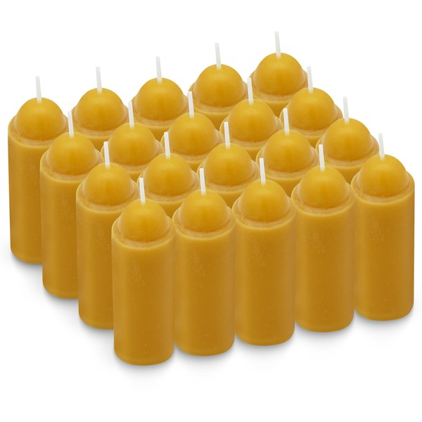 15-Hour Natural Beeswax Candles Compatible with UCO Candle Lanterns - Smokeless Clean Long Lasting Burning for Outdoor, Camping, Emergency, Survival Emergency Preparedness- 20Pack