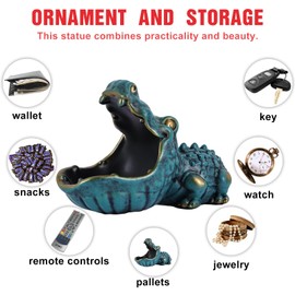 PlivBloom Fun Candy Dish,Alligator Candy for Animal Candy Dish,Unique Candy Bowl for Office,Hippo Decor and Alligator Decor-Key Bowl for Entryway Table,Lligator Statue Candy Accessories,Weird Art Box