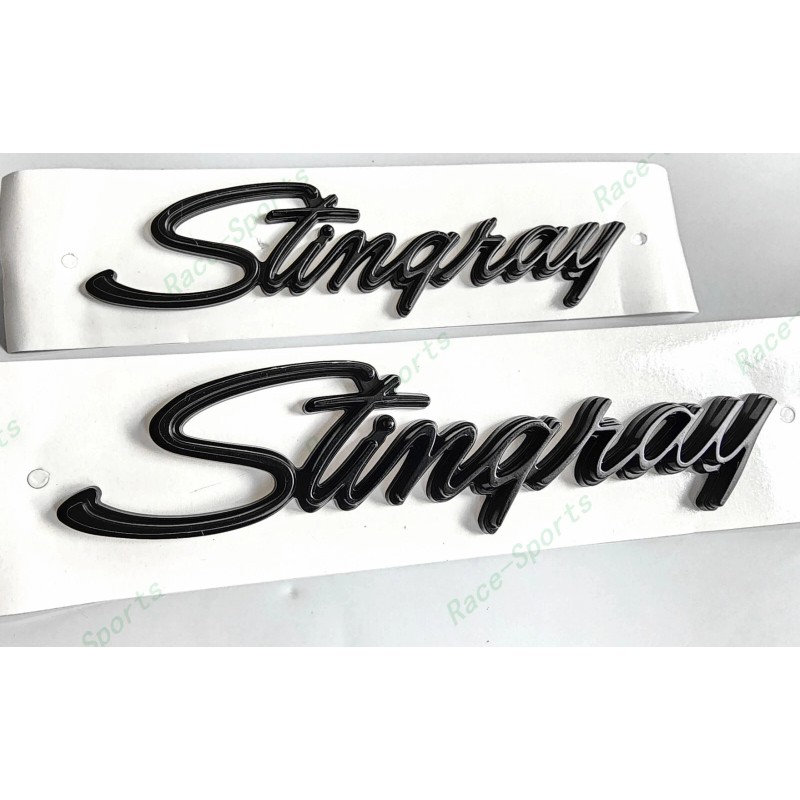 Corvette 2PCS Matte Black Front Fender Stingray Emblems Badges For