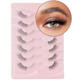 Onlyall False Eyelashes, Half Eyelashes, Natural Look, Thin Eyelashes, Transparent Band Eyelash Pack, Half Eyelashes, Corner Eyelashes, Accent Eyelashes, 3D Mink Eyelashes, 7 Pairs C06