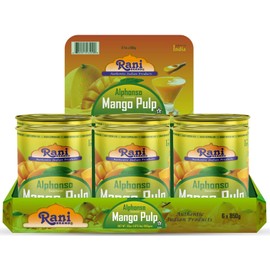 Rani Mango Pulp Puree (Makes Mango Lassi Shakes) Alphonso Sweetened 30oz (1.875lbs) 850g Pack of 6 ~ Kosher | All Natural | NON-GMO | Vegan | No colors | Gluten Friendly | Indian Origin