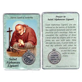 Saint St St. Alphonsus Liguori Prayer Card Holy Card Cards Patronage Patron Arthritis with Medal