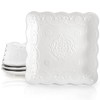 Tebery Set of 4 Square Embossed Ceramic Plate, 10 Inch