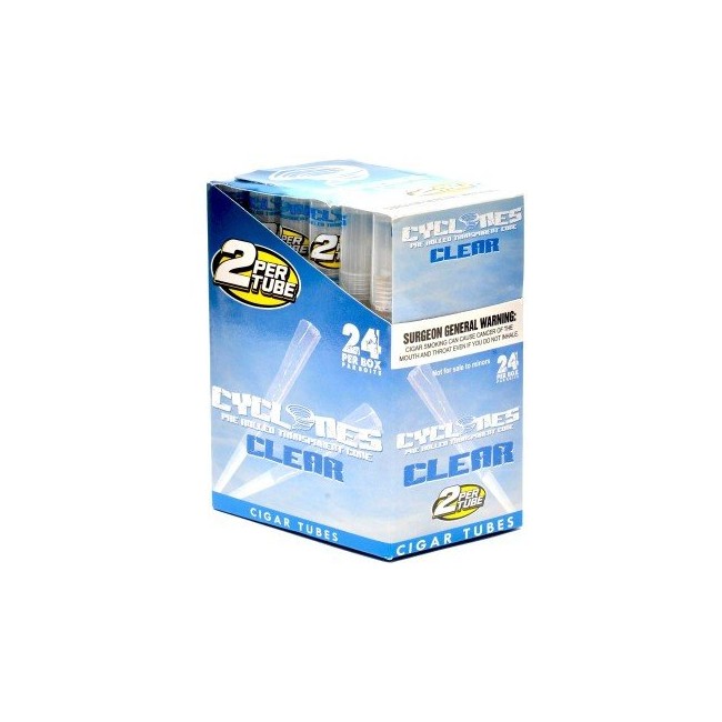 CYCLONES PRE Rolled Cones Clear UNFLAVORED Flavor Pack of 24
