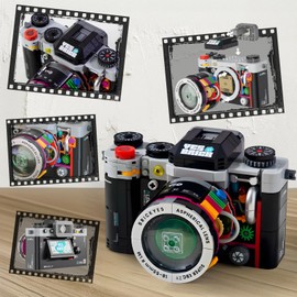 Vziimo Retro Camera Mini Building Set Black, Classic Vintage Camera Model, Gift Idea for Teens Adults, Collectible Camera Kit for Photography Lover(556 pcs)