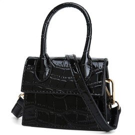 CATMICOO Mini Purse for Women, Mini Bag with Crocodile Pattern (Black crocodile pattern)