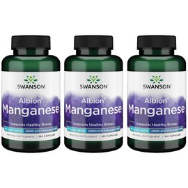 Swanson Albion Chelated Manganese Glycinate 40 Milligrams 180 Capsules (3 Pack)