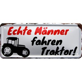 Blechschilder Funny Tractor Saying "Real Men Driving Tractor" Tractor Farmers Decorative Sign Metal Sign Humour Funny Gift for Birthday or Christmas 28 x 12 cm