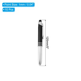 PATIKIL Ballpoint Pen with Stylus Tip and LED Flashlight, 10 Pack 3 in 1 Metal Pen Black Ink 1.0mm Medium Point Stylus Pen for Touch Screens, Black