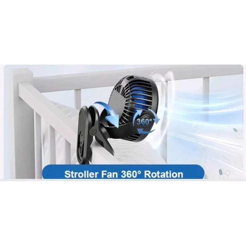 Sweetfull Portable Clip-on Fan 4000mAh Rechargeable LED Display 4 Speeds
