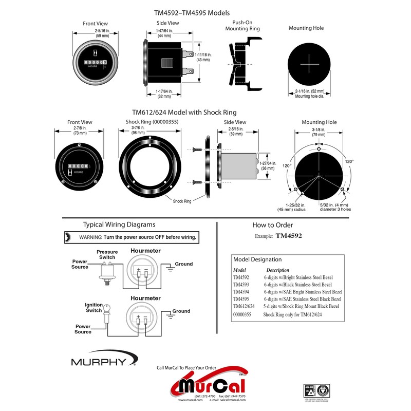 Murphy by Enovation Controls TM4592 Hourmeter (20700192)