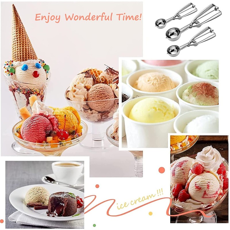Ice Cream Scoops with Easy Trigger Stainless Steel Cookie Scoops