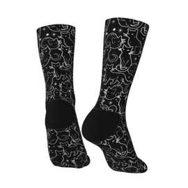 Qwalnely Black Cat Socks for Men Women, Gifts for Cat Lovers, Suitable for Adults, Teenager Boys Girls