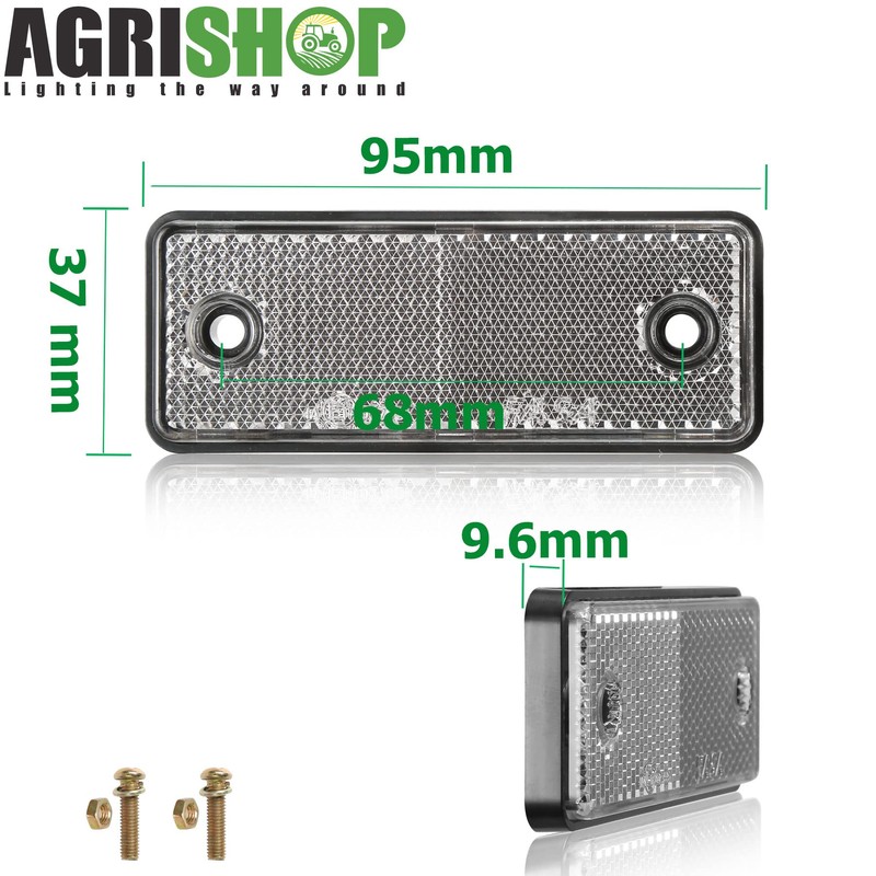 AGRISHOP 2 x Reflector White Rectangular 95 x 37 x