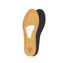 Plantillas ortopédicas de piel con soporte para arco metatarsiano y cojín, Kaps Allevia, todos los tamaños, Beige, Men 10 US / 43 EUR