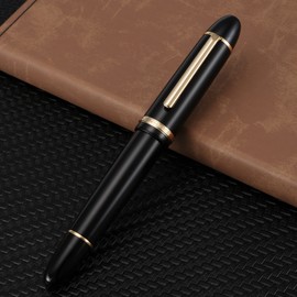 Jinhao X159 Fine Nib Fountain Pen, Black with Golden Clip Acrylic Big Size Writing Pen