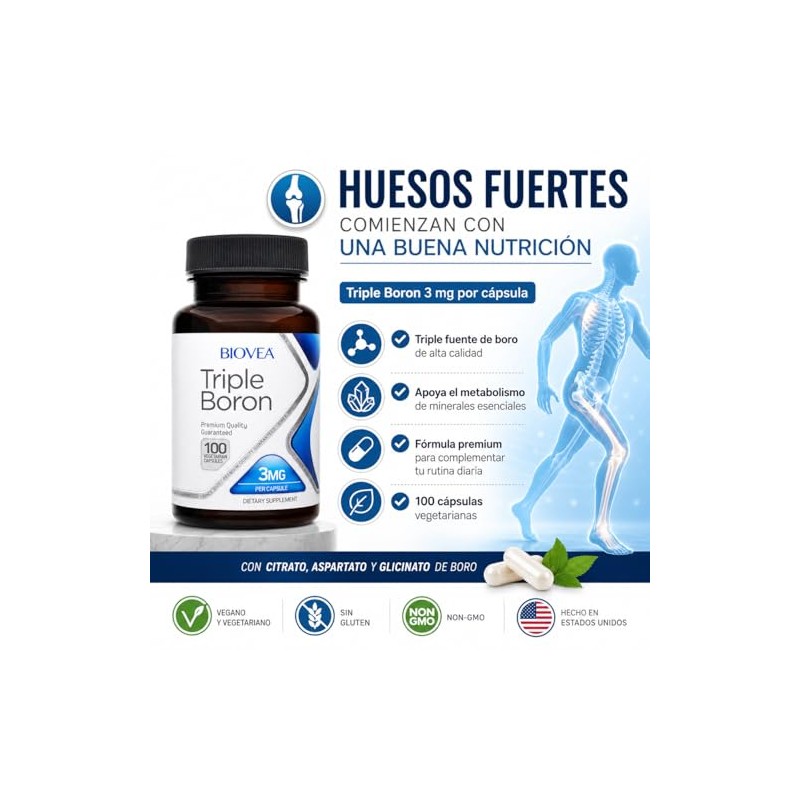 Biovea | Triple Boron 3 mg | Combinación de Citrato,