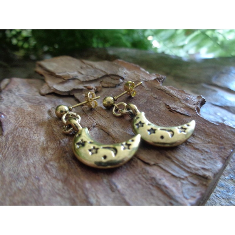 .｡.:* ☆ GOLD LUNA MOND NEUMOND HALBMOND STECKER ☆*.:｡. Ohrringe,