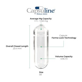 Capsuline Clear Size 00 Empty Vegetarian Capsules by Capsuline - 1000 Count - 1000