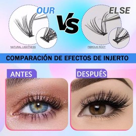 Pestañas postizas kit,Extensión Pestañas,Pestañas de clúster 147 Racimos 9-16mm Mixtas,pestañas Naturales,Pestañas 3D Curl con Pinzas Cepillos Pegamento (C)