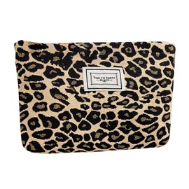 UZYXC 1 Stück Leopardenmuster Kosmetiktasche Damen, Mini Kulturtasche mit Reißverschluss für Reise und Täglicher Gebrauch, Handtasche Organizer Elegant und Leicht mit Innenfach, Weiches Material