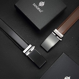 DOOPAI Mens Belts Leather Belts for Men Ratchet Belts With Easier Slide Buckley Belts,1 3/8" Adjustable Trim to Fit