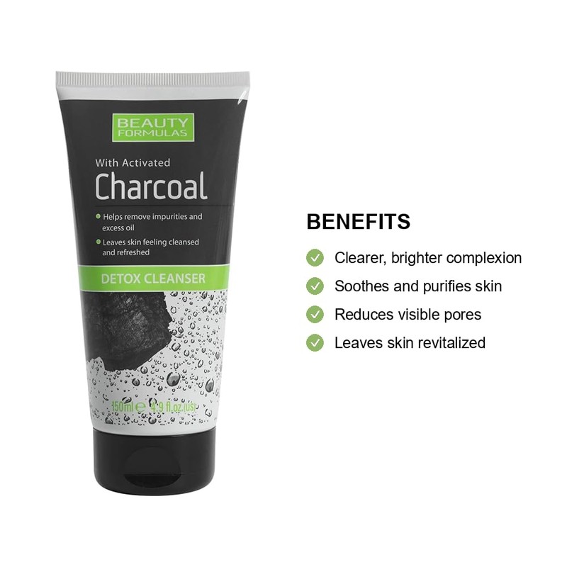 Beauty Formulas Activated Charcoal Detox Cleanser, 150ml, Pack of 3