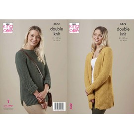 King Cole Ladies Double Knit Knitting Pattern Womens Sweater & Cardigan (5672)