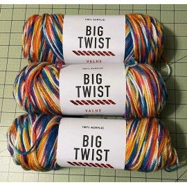 Big Twist Lot of 3 Big Twist Value Yarn Color ARCADE PARTY 269 yds  #4 weight NEW