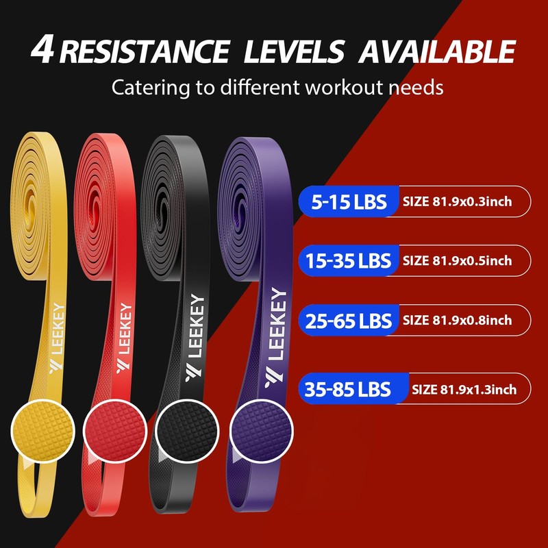 LEEKEY Resistance Bands Set for Pull-Up Assistance & Full-Body Training,