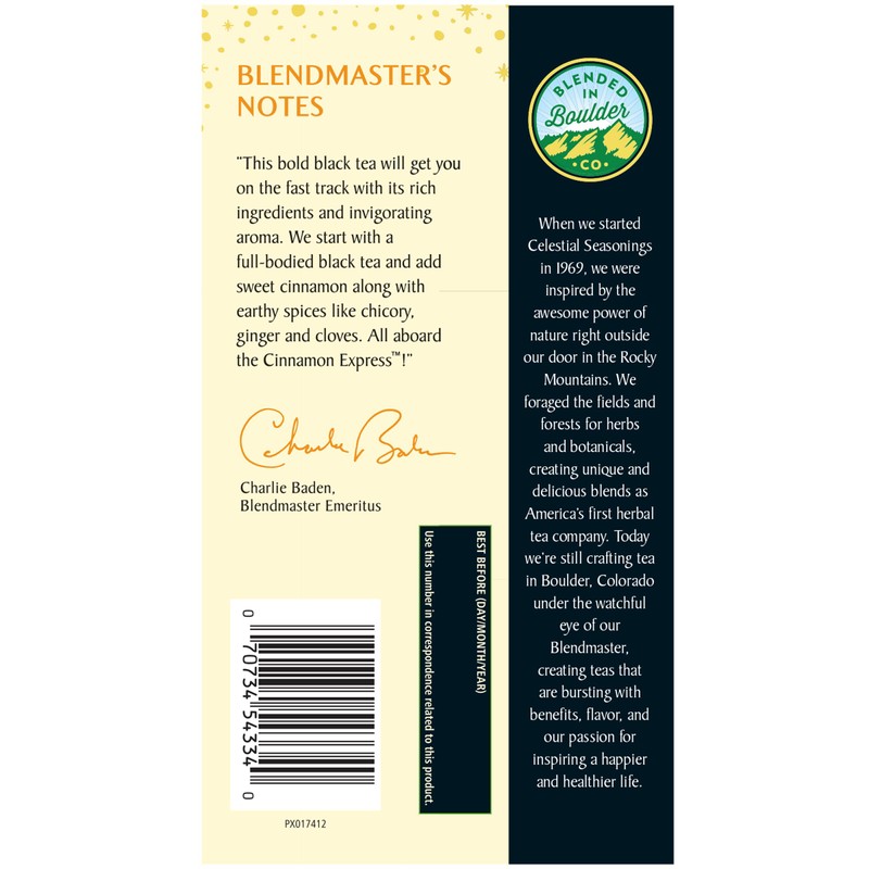 Celestial Seasonings Cinnamon Express Black Tea 20 Tea Bags