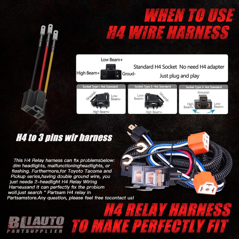 BLIAUTO 5x7 H6054 LED Headlights Dot Approved Rectangle 7x6 LED