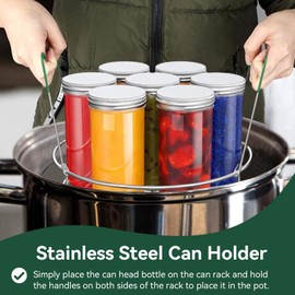 Canning Rack, Canning Tongs Canning Jar Lifter Stainless Steel Canning Jar Rack Jar Gripper Mason Jar Tongs with Plastics Handle for Water Bath Canner (Green)