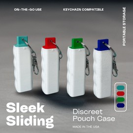 Portable Keychain Storage Compatible with Zyn, On Pouches or Pills | Discreet Sliding Case Holds up to 6 Pouches | Sleek Sliding Mechanism | Made in USA (Red)