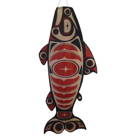 In the Breeze 5120 — Salmon Totem Fish Windsock-Hanging Outdoor Decoration, 48"