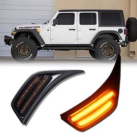 JDMTECH Smoked Lens LED Front Fender Side Marker Light Turn Signal Lamp for 2018 2019 2020 Wrangler JLï¼2020 Jeep Gladiator JT