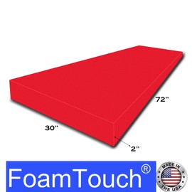 FoamTouch 2" Thick x 30" Wide x 72" Long Red High Density Foam, Ideal for Foam Padding, Seat Replacement, Chair Cushion Replacement, Wheelchair Seat Cushion and More