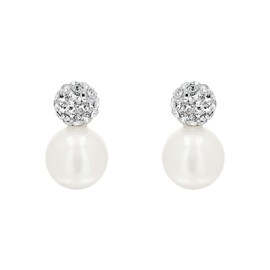 Amor Stud Earrings 925 Sterling Silver, 375 Gold Women's Earrings, Gold, Silver, with Cubic Zirconia, Comes in Jewellery Gift Box, Silver, Cubic Zirconia