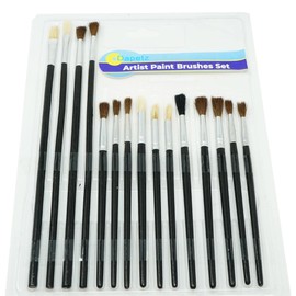Dapetz ® 15-Piece Professional Paint Brush Set, Nylon Hair Assorted Brushes for Acrylic, Oil, Watercolor, Gouache, and Face Painting - Ideal for Artists