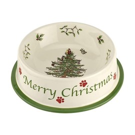 Spode Christmas Tree Pet Feeding Bowl - 8.5-Inch Stoneware Dish for Dogs and Cats - Festive Holiday Food and Water Bowl - Dishwasher Safe and Durable - Great Gift Idea for Pet Lovers
