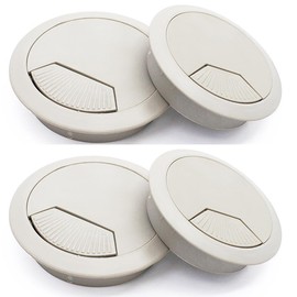 TSUOUKL Pack of 4 Cable Grommets Plastic White Desk Grommet Round Wireless Cable Bore Diameter 60 mm Cable Guide for Push-in Desk Channel Cable Passage