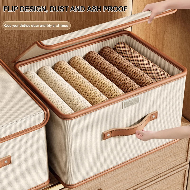 Vbvbip 4 PCS Oxford Fabric Storage Bins with Attached Lid