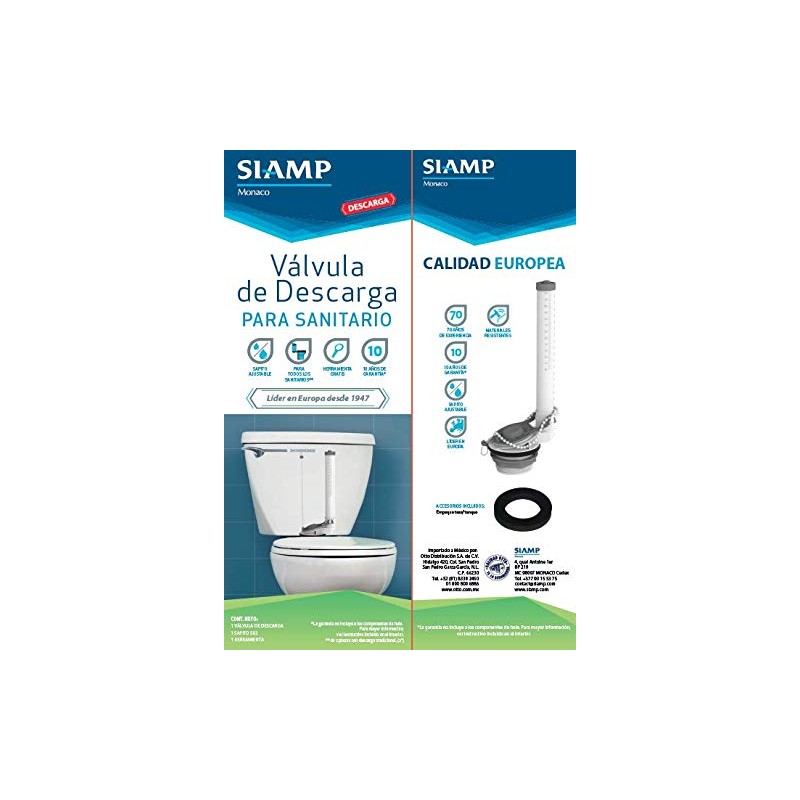 Válvula de descarga SIAMP para W.C. de 2" con sapito